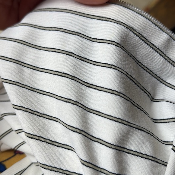 Boston Proper white striped STRETCH 2 way ZIPPED shirt jacket lightweight Med - Picture 14 of 14